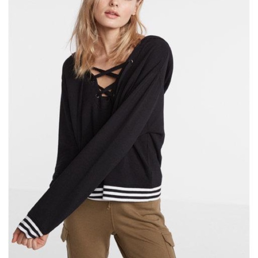 One eleven lace up hooded sweatshirt